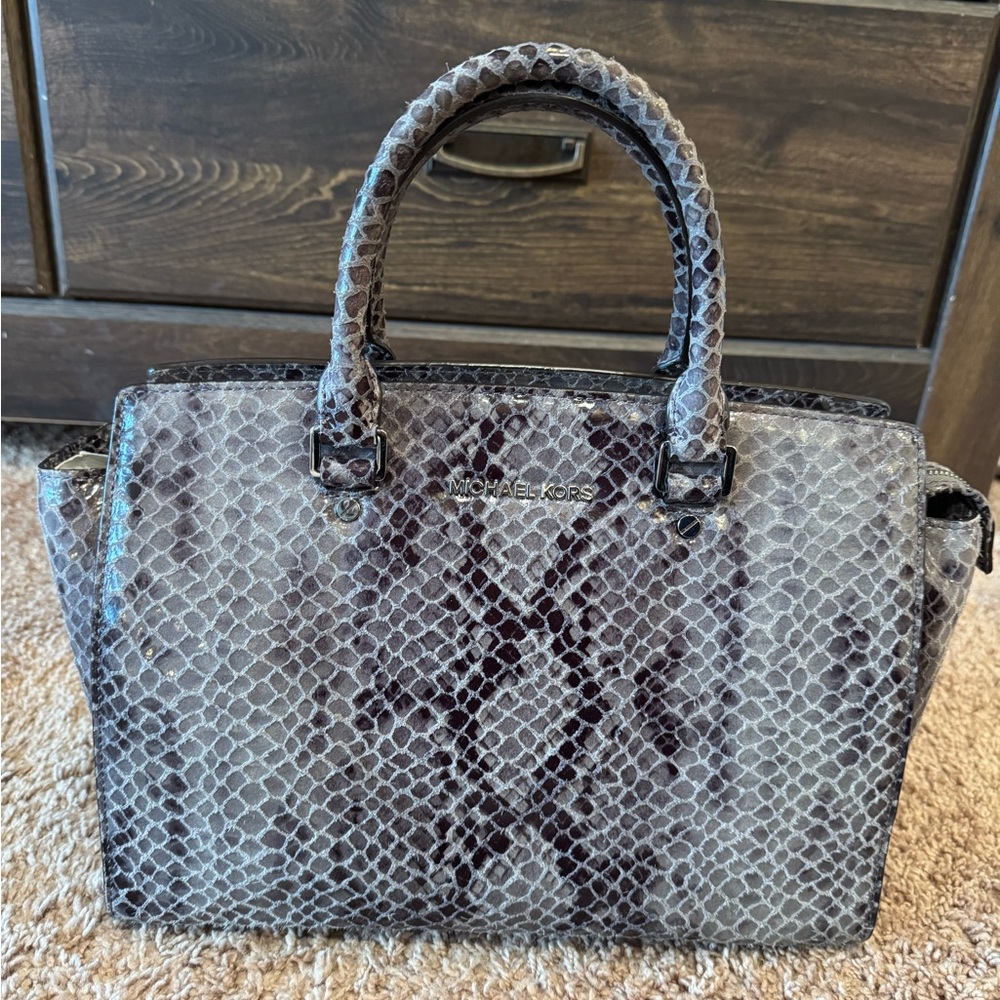 Michael Kors Gray Snake Print Women's Bag